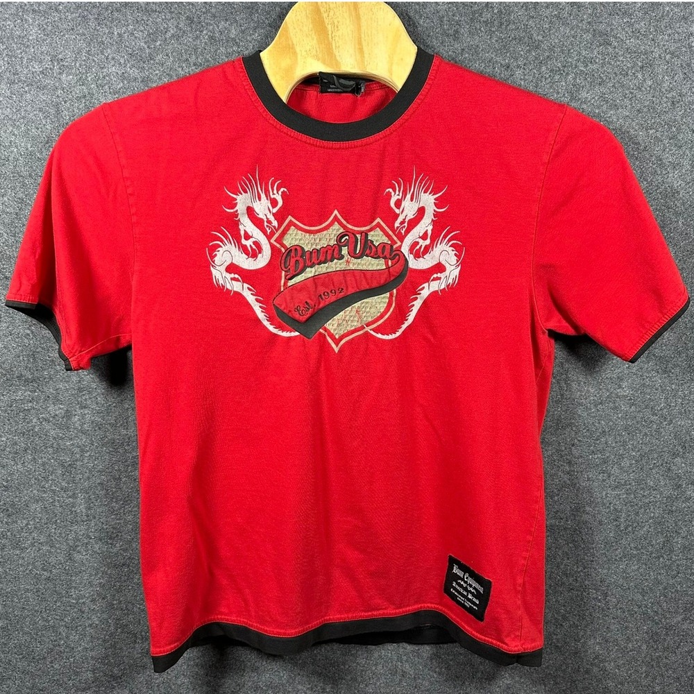 BUM USA Graphic T Shirt Red Dragon Logo Short Sleeve Men's Size 3 Large